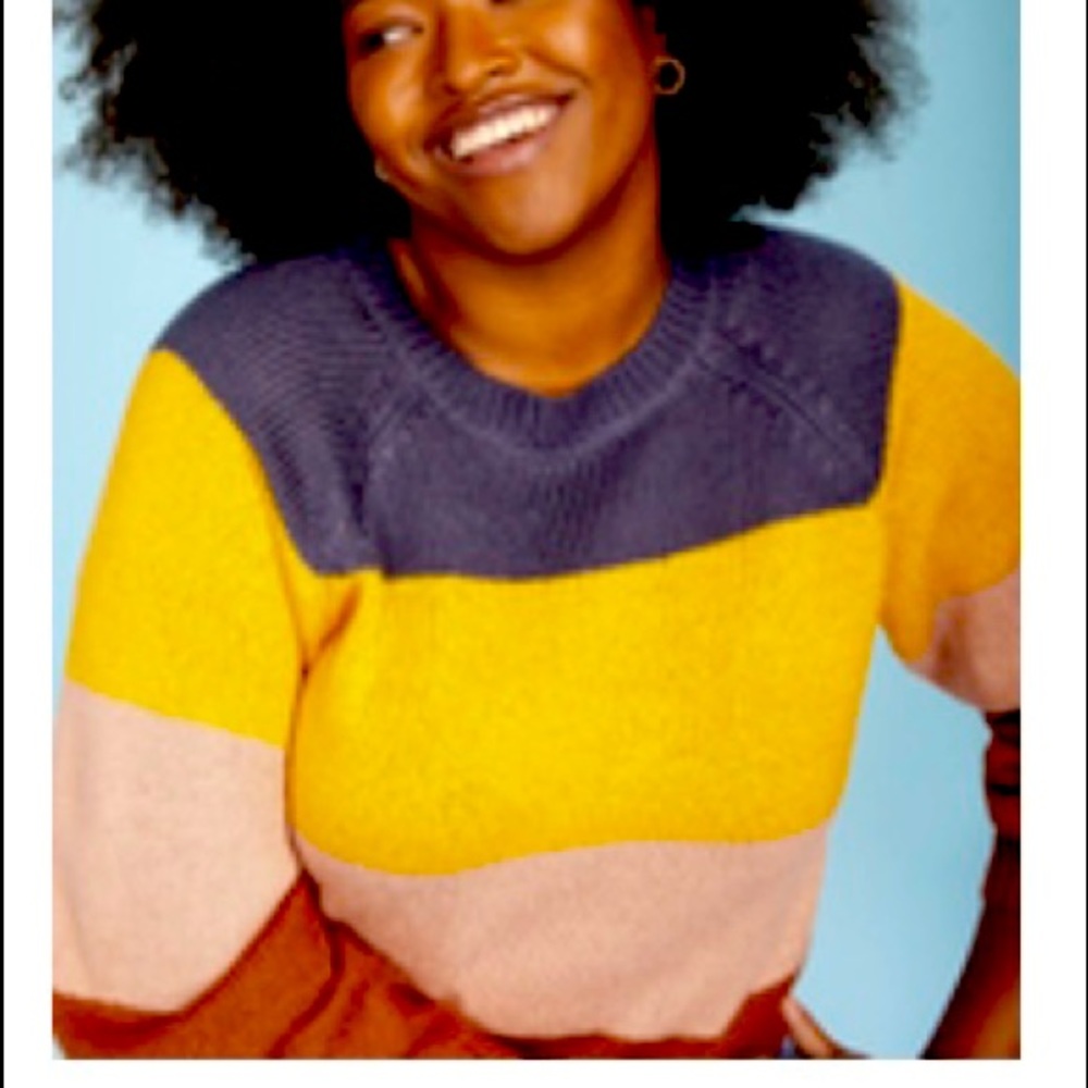 Eloquii Element | Multi Stripe Crew Neck Sweater